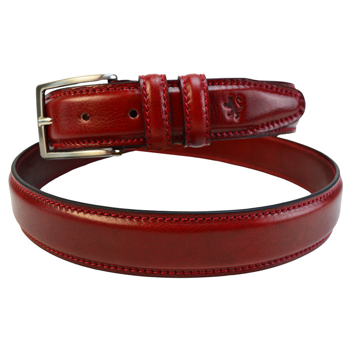 Pratesi Ezio Belt in Vegetable-Dyed Italian Leather - Cherry