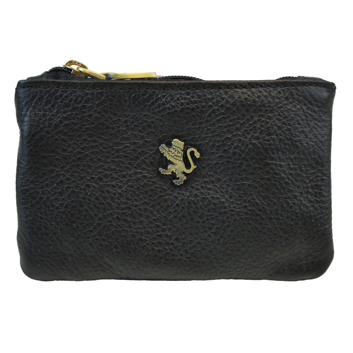 Pratesi Farnia Leather Key Pouch in Italian Vegetable Tanned Leather -  Black