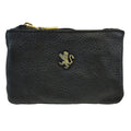 Pratesi Farnia Leather Key Pouch in Italian Vegetable Tanned Leather -  Black