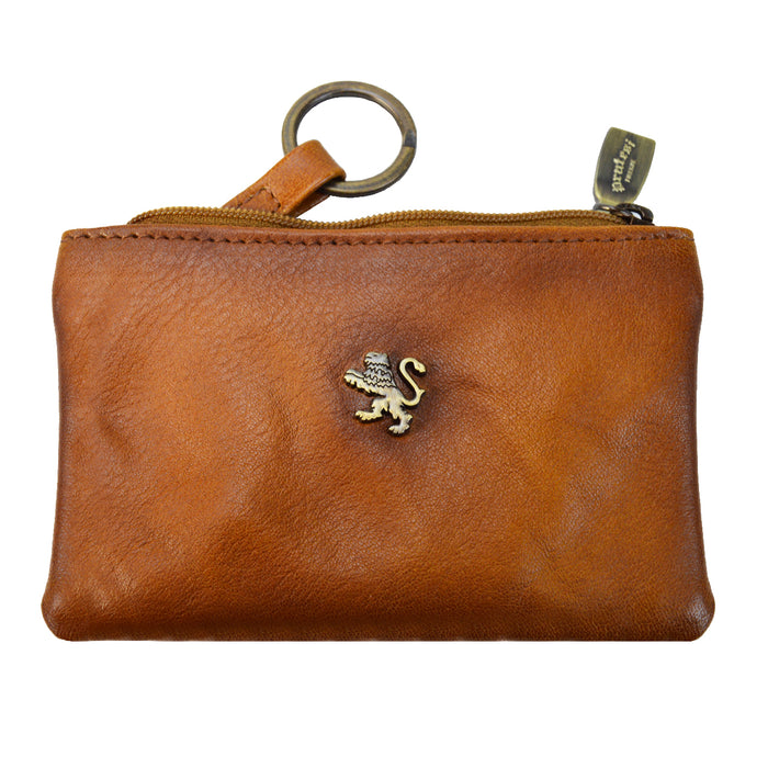 Pratesi Farnia Leather Key Pouch in Italian Vegetable Tanned Leather -  Black