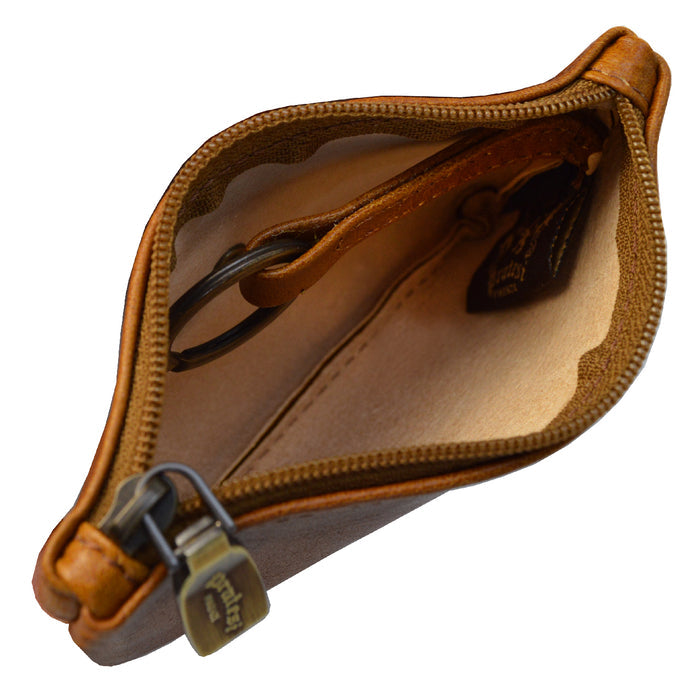 Pratesi Farnia Leather Key Pouch in Italian Vegetable Tanned Leather -  Dark Green