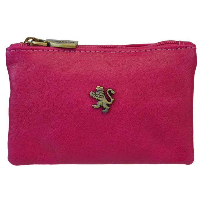 Pratesi Farnia Leather Key Pouch in Italian Vegetable Tanned Leather -  Fuchsia