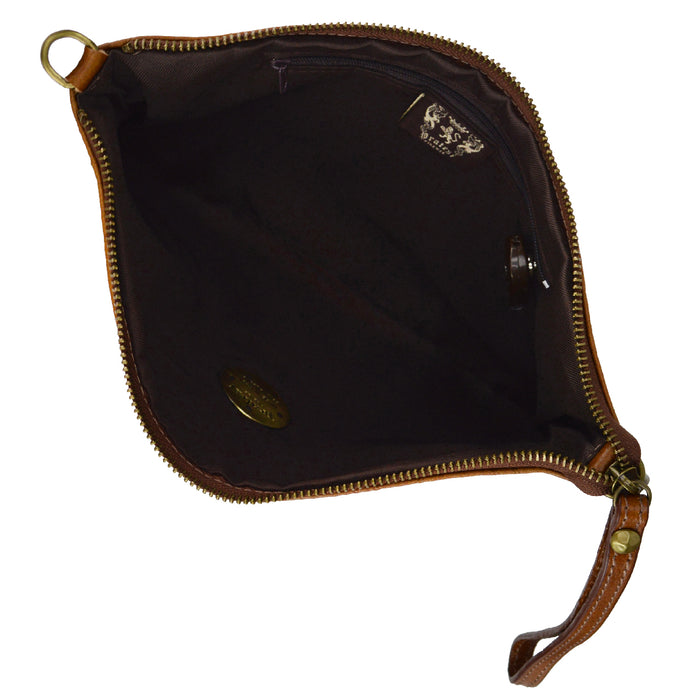 Pratesi Montebonello Clutch on Belt 20cm in Vegetable-Dyed Leather - Black