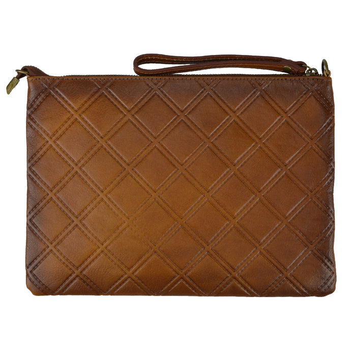 Pratesi Montebonello Clutch on Belt 20cm in Vegetable-Dyed Leather - Coffee