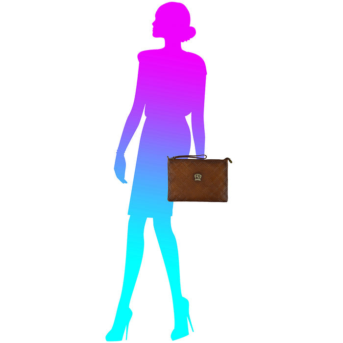 Pratesi Montebonello Clutch on Belt 20cm in Vegetable-Dyed Leather - Cognac