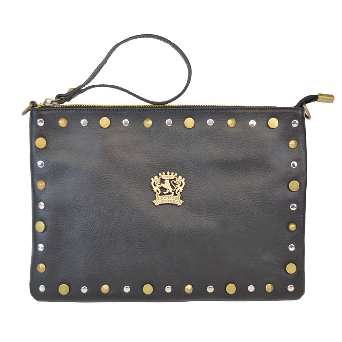 Pratesi Montebonello Leather Clutch in Vegetable-Dyed Leather -  Black