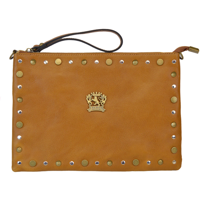 Pratesi Montebonello Leather Clutch in Vegetable-Dyed Leather - Cognac