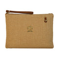 Pratesi Montebonello Summer Clutch on Belt 20cm in Hay Weave/Leather Trim Brown