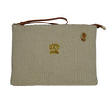 Pratesi Montebonello Summer Clutch on Belt 20cm in Hay Weave/Leather Trim Cognac