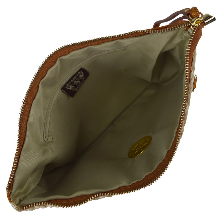 Pratesi Montebonello Summer Clutch on Belt 20cm in Hay Weave/Leather Trim