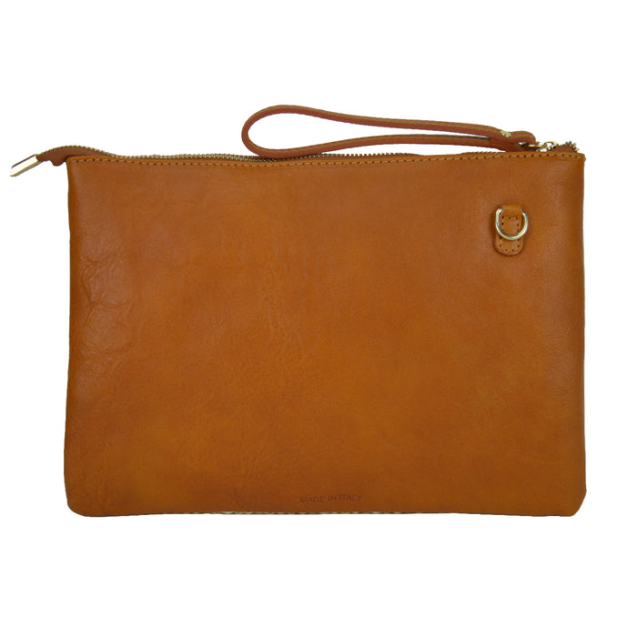 Pratesi Montebonello Summer Clutch on Belt 20cm in Hay Weave/Leather Trim