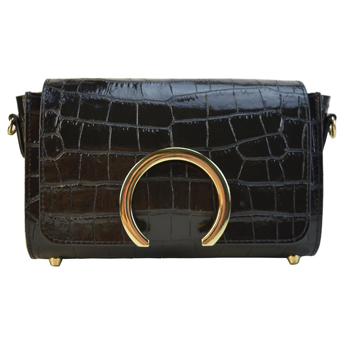 Pratesi Portovenere  Bag in genuine Croco-Embossed Leather - Black