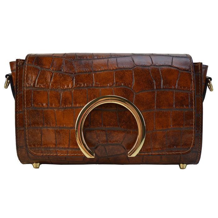 Pratesi Portovenere Bag in genuine Croco-Embossed Leather - Brown