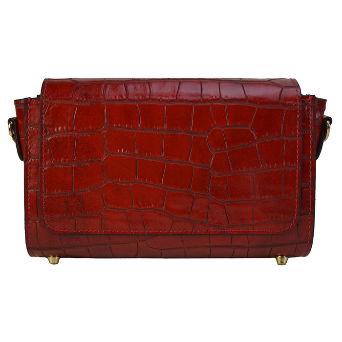 Pratesi Portovenere Bag in genuine Croco-Embossed Leather - Cherry