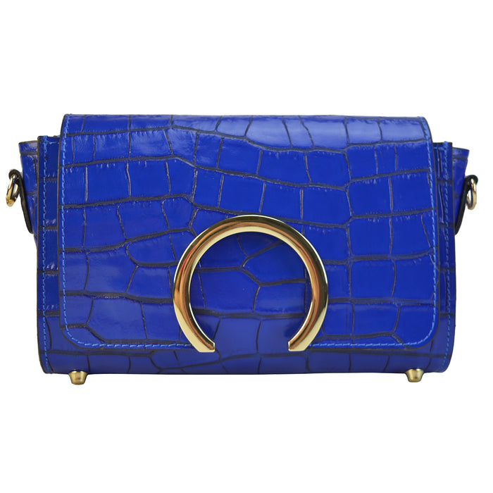 Pratesi Portovenere Bag in genuine Croco-Embossed Leather - Electric Blue