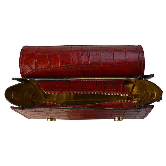 Pratesi Portovenere Bag in genuine Croco-Embossed Leather - Emerald