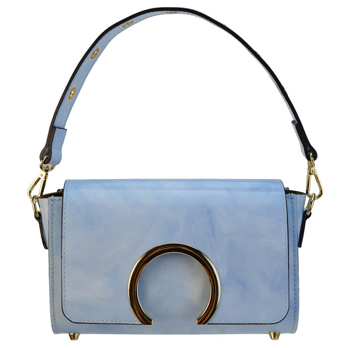 Pratesi Portovenere Italian Handbag in Genuine Italian Brunelleschi Leather - Sky Blue