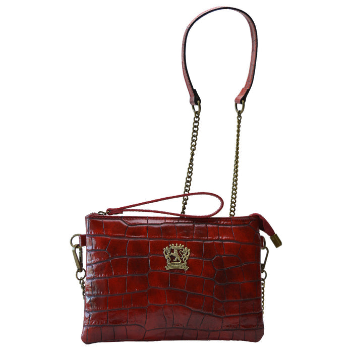 Pratesi Rufina Woman Bag in genuine Italian leather - Croco Embossed Leather Cherry