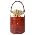 Pratesi Secchiello Lady bag K335 in genuine Italian leather - Croco Embossed Leather Cherry