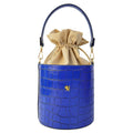 Pratesi Secchiello Lady bag K335 in genuine Italian leather - Croco Embossed Leather Electric Blue