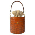 Pratesi Secchiello Lady bag K335 in genuine Italian leather - Croco Embossed Leather Cognac