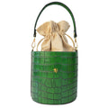 Pratesi Secchiello Lady bag K335 in genuine Italian leather - Croco Embossed Leather Emerald
