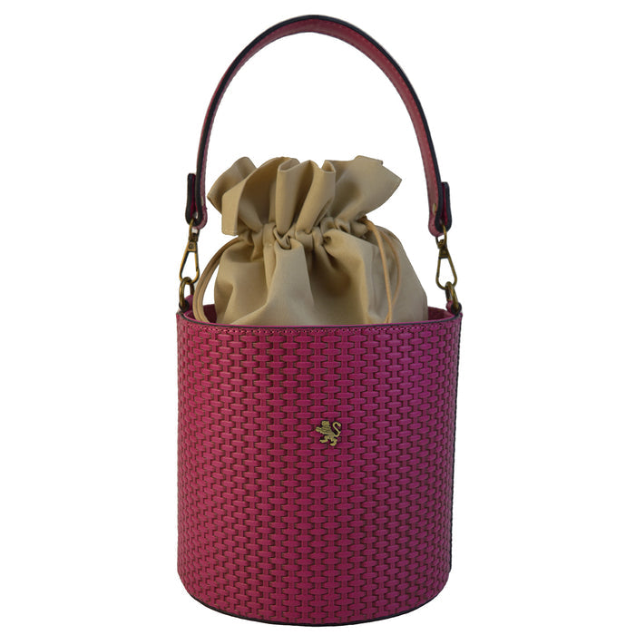 Pratesi Secchiello T335 Cross-Body Bag in genuine leather - Braid Fuchsia