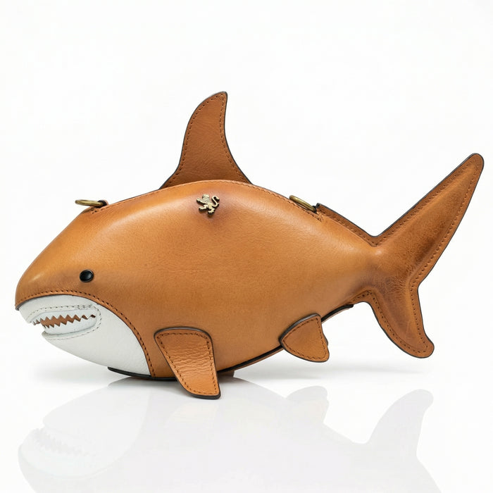 Pratesi Shark Cross Body - Vegetable Tanned Italian Leather Cognac