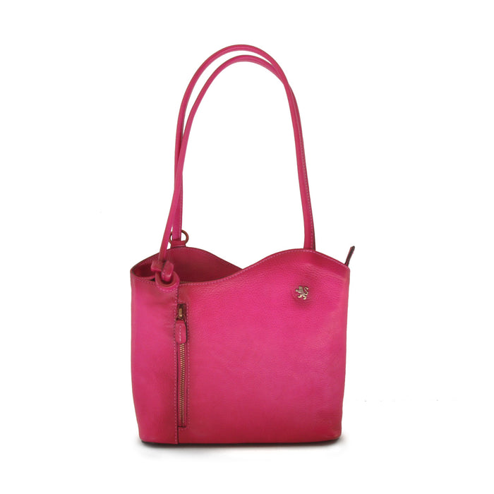 Pratesi Shoulder Bag Consuma Small in genuine Italian leather - Vegetable Tanned Italian Leather Fuxia