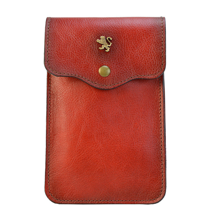 Pratesi Tracollina porta cellulare in genuine Italian vegetable-dyed leather - Cherry