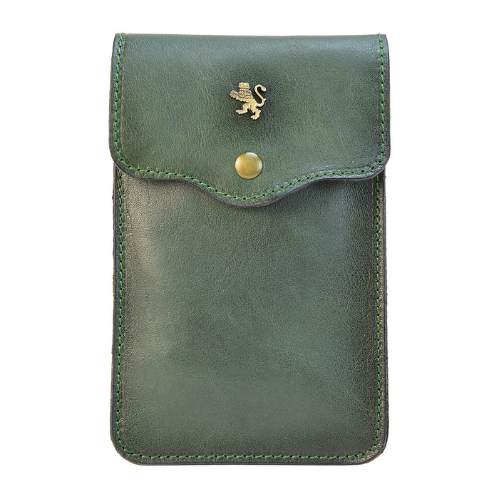 Pratesi Tracollina porta cellulare in genuine Italian vegetable-dyed leather - Dark Green