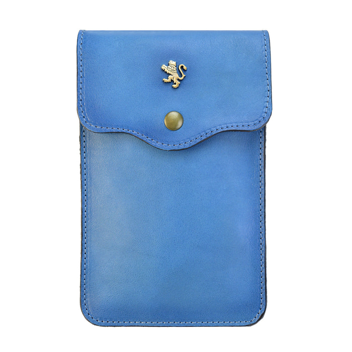 Pratesi Tracollina porta cellulare in genuine Italian vegetable-dyed leather - Sky Blue