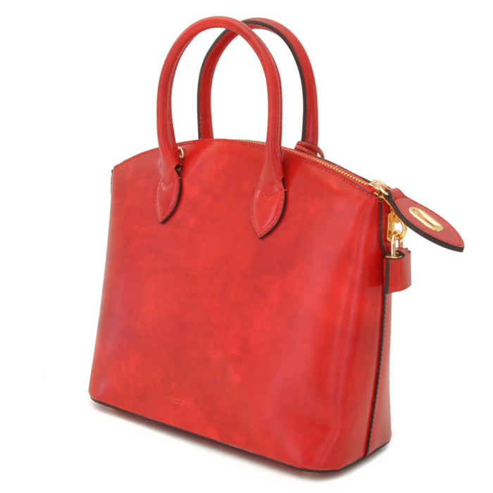 Pratesi Versilia Small Handbag in genuine Italian leather - Brunelleschi Leather Cherry