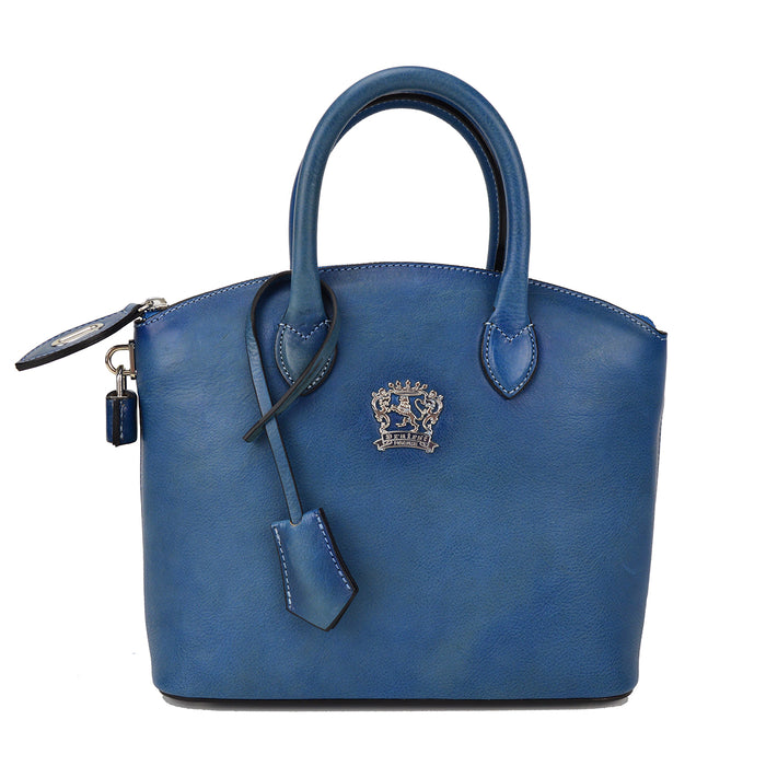 Pratesi Versilia Small Handbag in genuine Italian leather - Vegetable Tanned Italian Leather Sky Blue