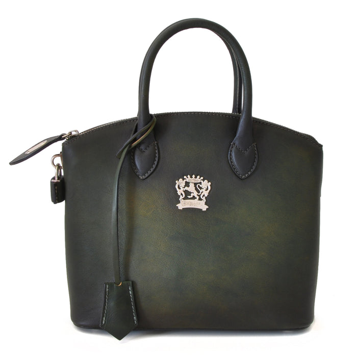 Pratesi Versilia Small Handbag in genuine Italian leather - Vegetable Tanned Italian Leather Dark Green