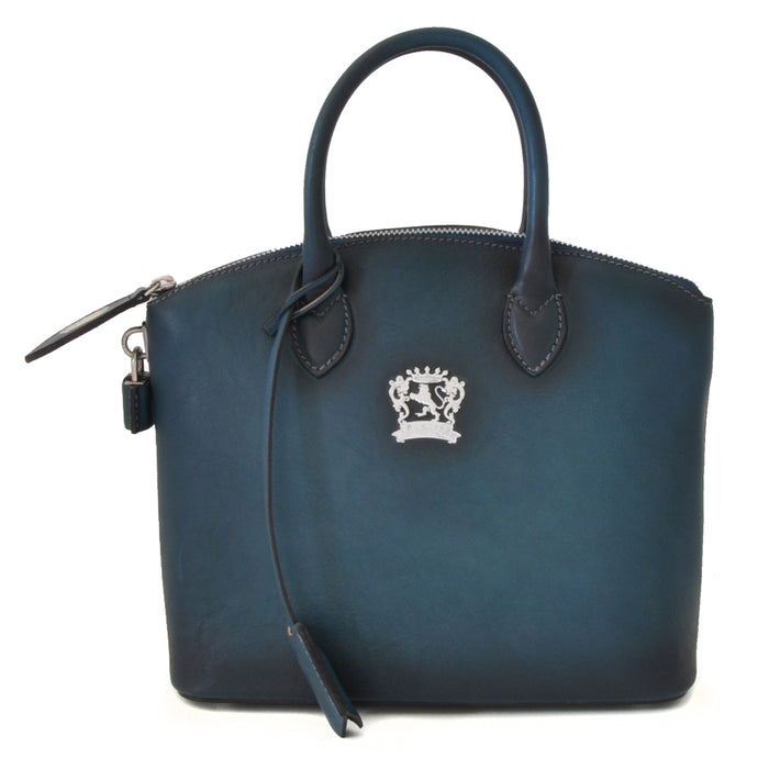 Pratesi Versilia Small Handbag in genuine Italian leather - Vegetable Tanned Italian Leather Blue