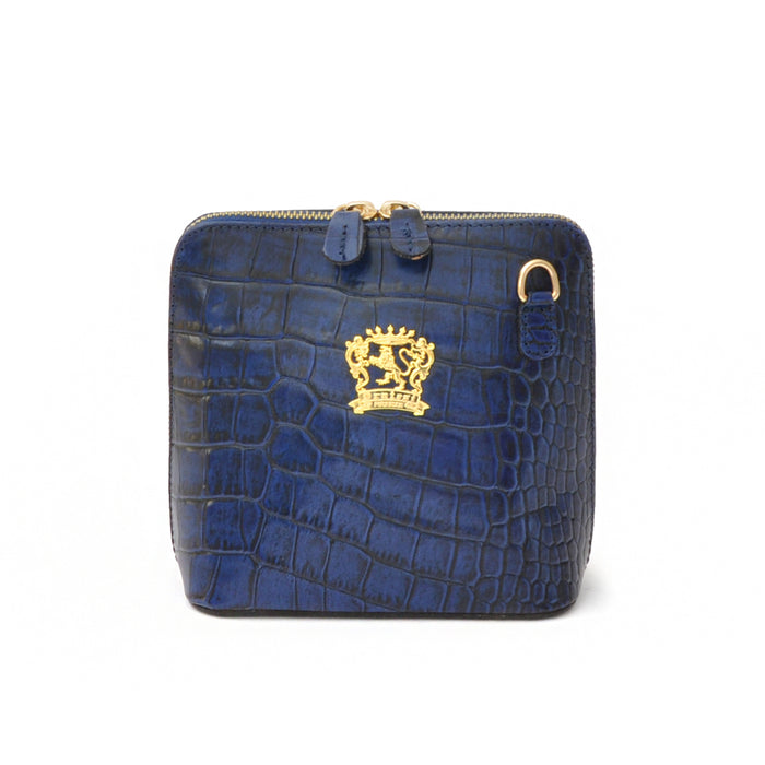 Pratesi Volterra King Lady Bag in real leather - Croco Embossed Leather Blue