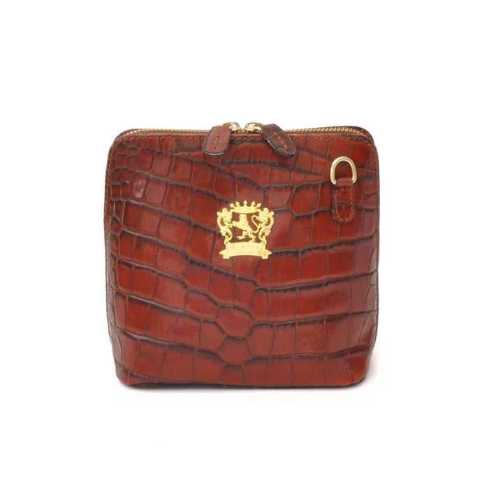Pratesi Volterra King Lady Bag in real leather - Croco Embossed Leather Brown