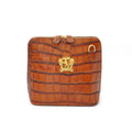 Pratesi Volterra King Lady Bag in real leather - Croco Embossed Leather Cognac