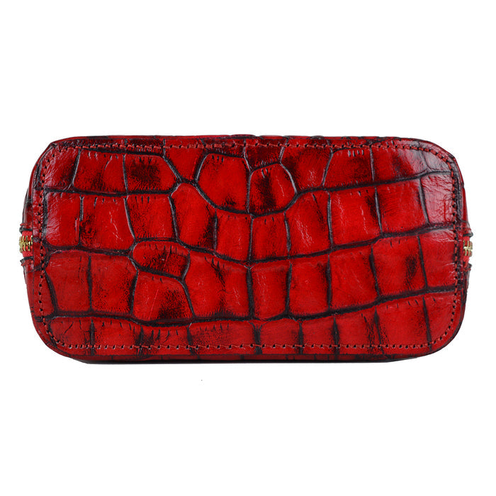Pratesi Volterra King Lady Bag in real leather - Croco Embossed Leather Dark Green