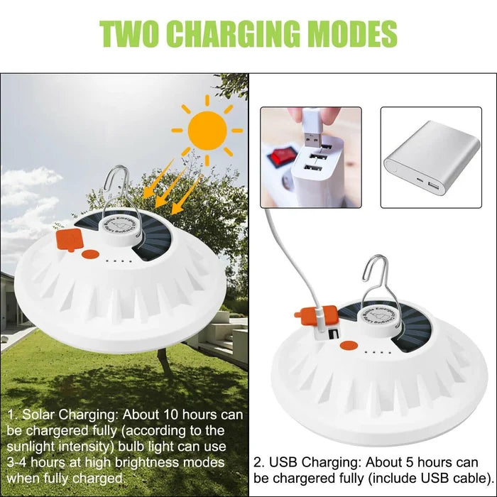 Rechargeable 60 LED Outdoor Camping Tent Light USB & Solar Lantern Hiking Lamp Rieworkes