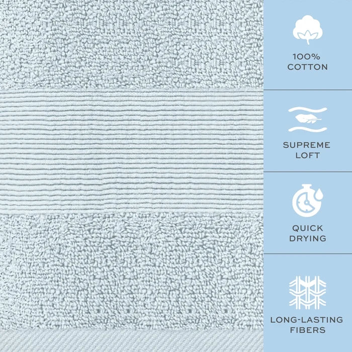 Resort Collection Soft Hand Towels 16x27 in 6 Pack Light Blue Luxury Hotel Rieworkes