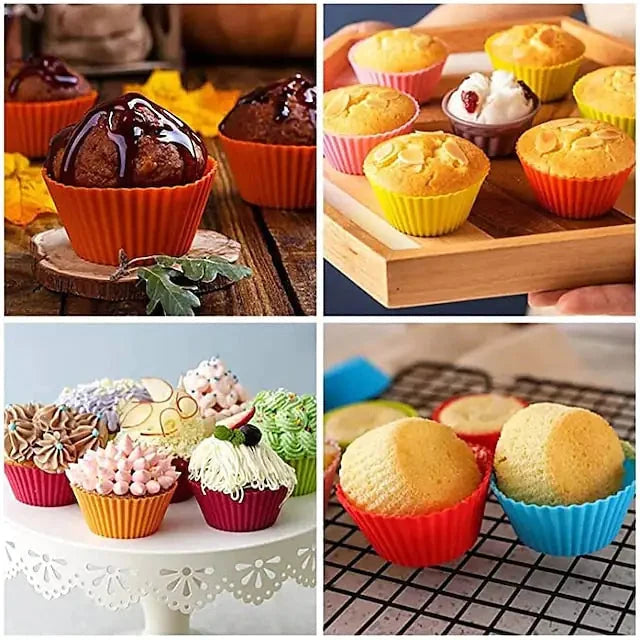 Reusable Silicone Baking Cups/ Nonstick Muffin Molds 12 Pcs Rieworkes