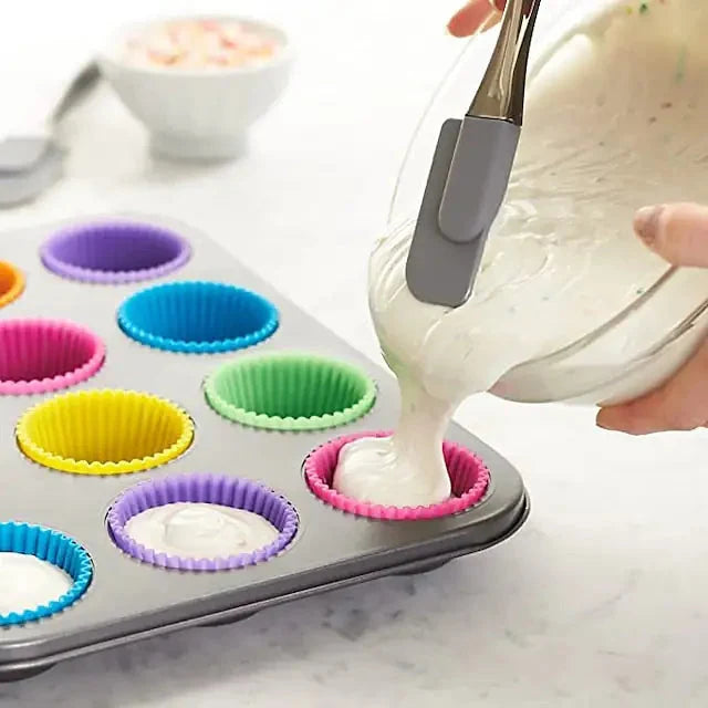 Reusable Silicone Baking Cups/ Nonstick Muffin Molds 12 Pcs Rieworkes