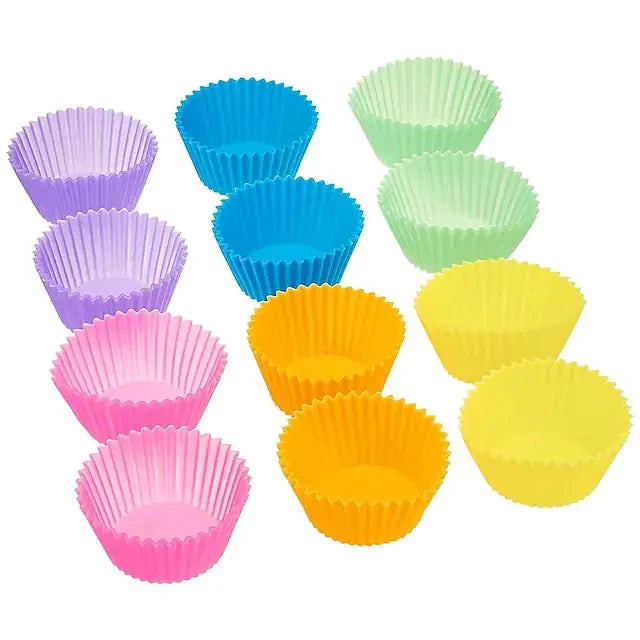 Reusable Silicone Baking Cups/ Nonstick Muffin Molds 12 Pcs Rieworkes
