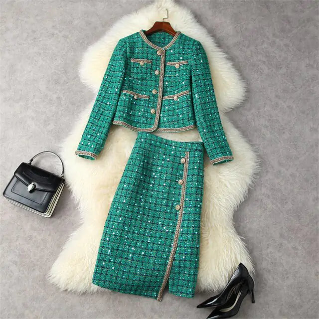 Runway Winter Tweed Dress Set Rieworkes