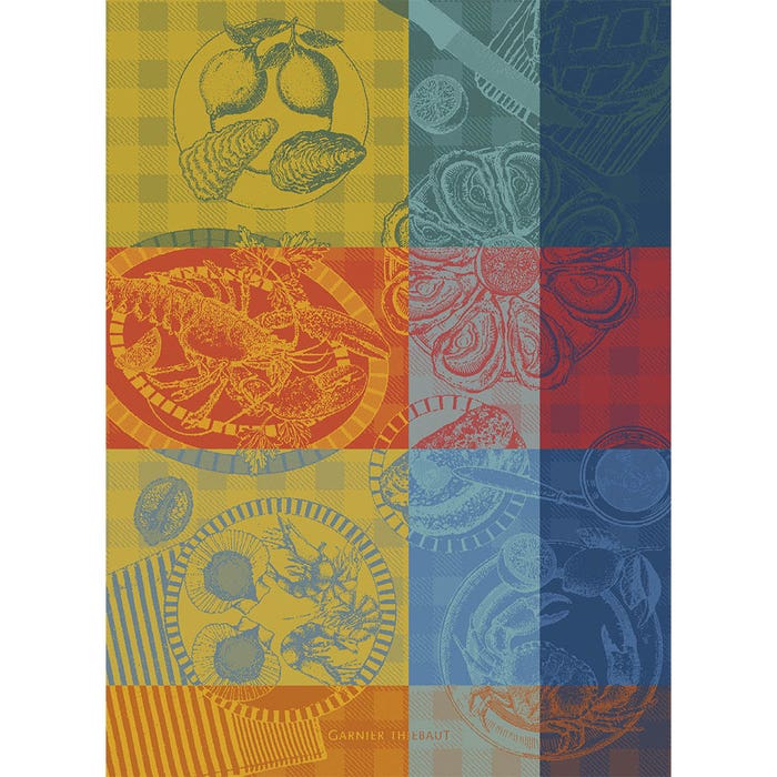 Sea Food Citronne Kitchen Towel-Gina's Home Linen Ltd