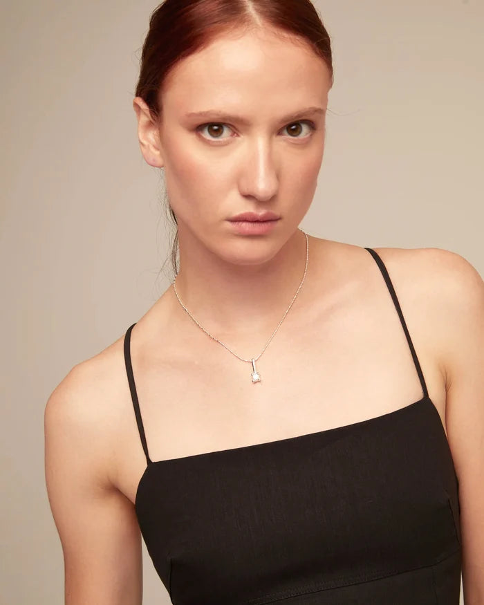 Short Chain Necklace with White Cubic Zirconia