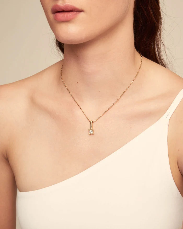 Short Chain Necklace with White Cubic Zirconia