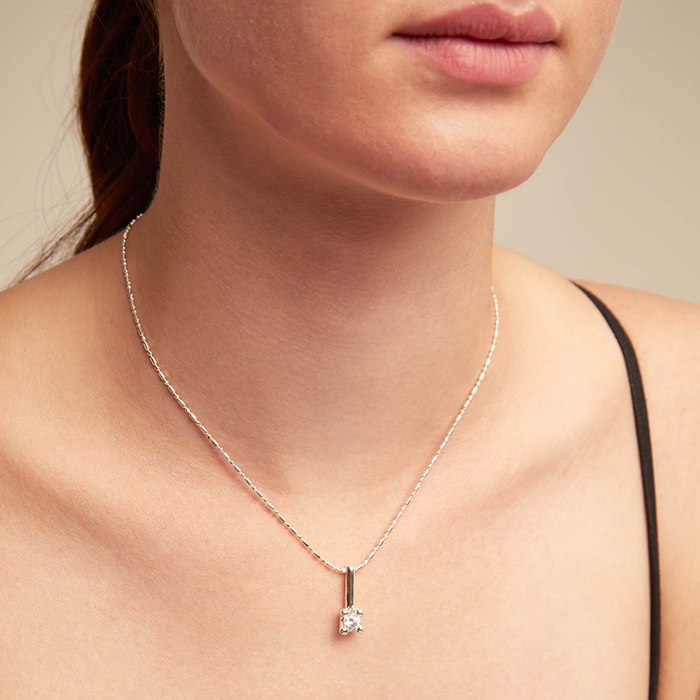 Short Chain Necklace with White Cubic Zirconia